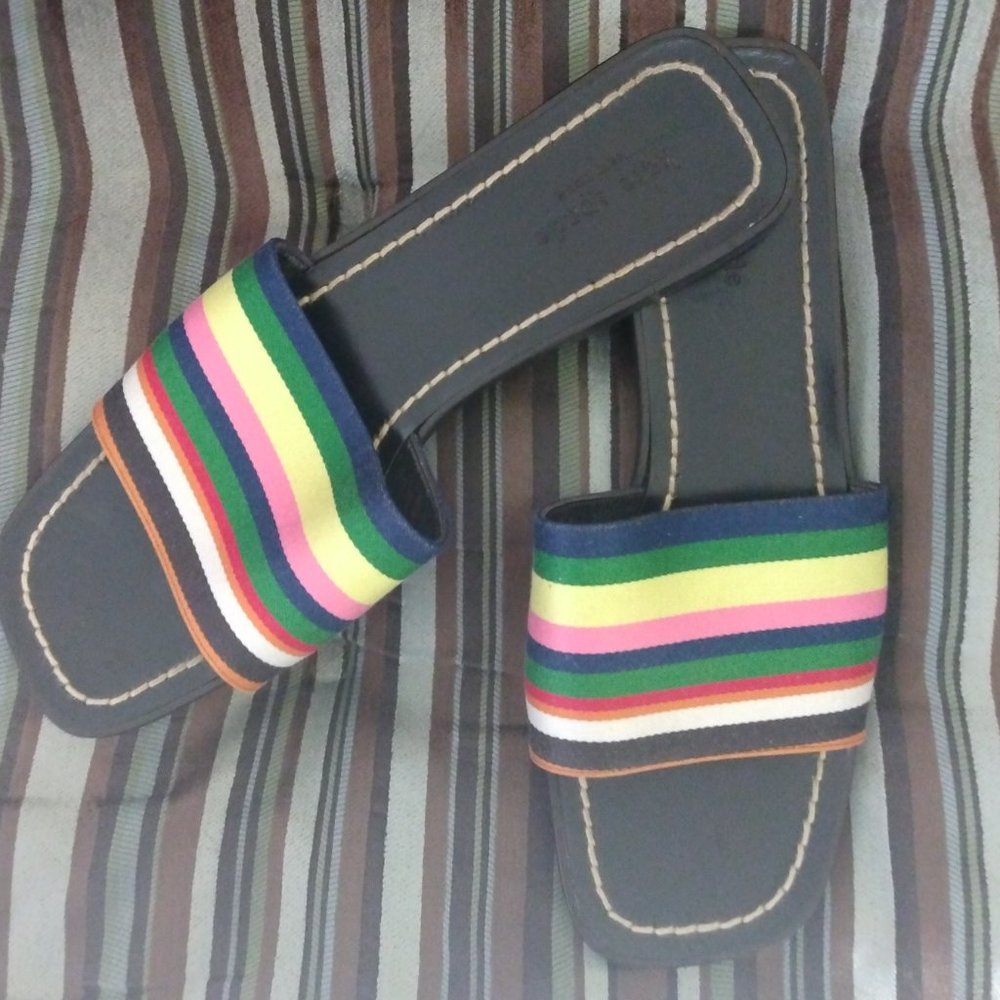 ❤️KATE SPADE Italy Sam Sam Multi Color Stripe Slides Shoes 8